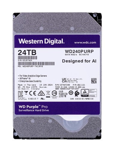 WESTERN DIGITAL Hard disk Purple Pro, 24 TB, 7200 RPM, 3.5", SATA III